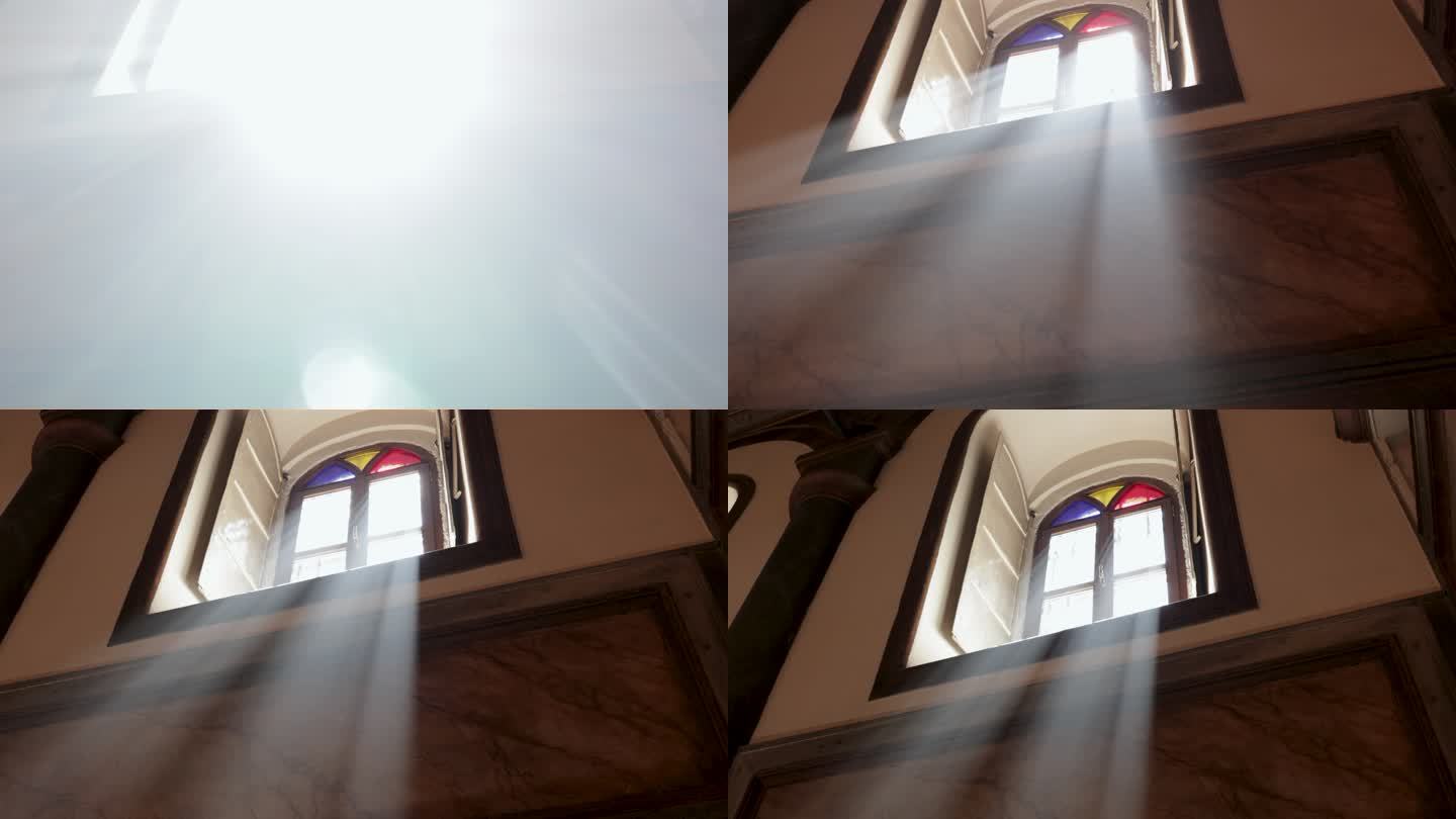 土耳其伊斯坦布尔希腊东正教主教区内，透过教堂彩色玻璃窗的光线