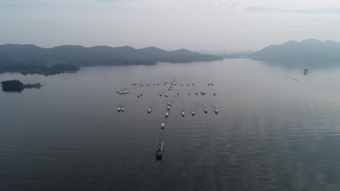 河南信阳南湾湖开渔节百舸争流丰收节航拍