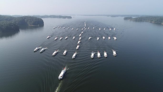 河南信阳南湾湖开渔节百舸争流丰收节航拍