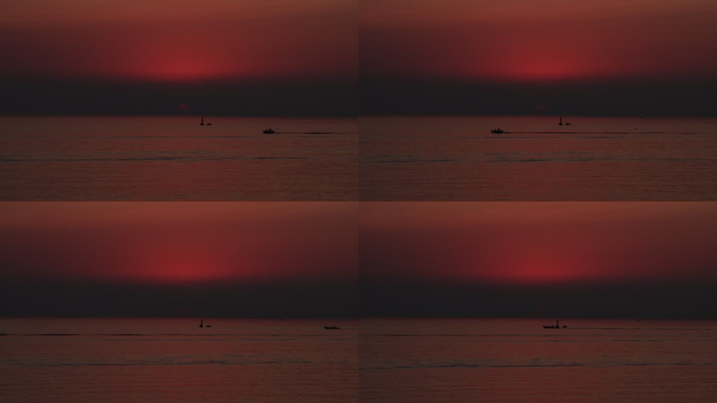 威海高区小石岛景区的海上落日