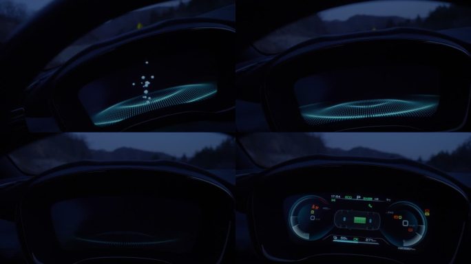 新能源汽车 仪表盘启动动画 特写 推