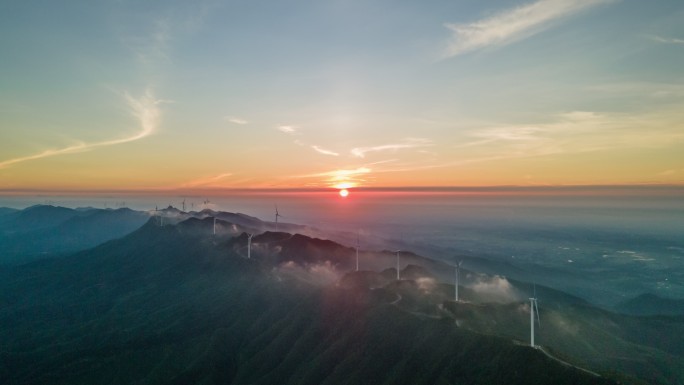 贵港白花山日出航拍延时