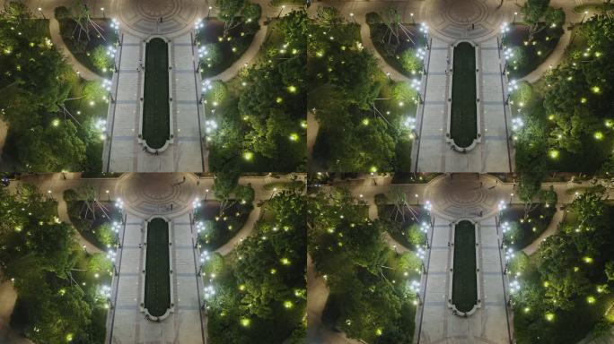 华丽典雅的欧式庭院广场夜景