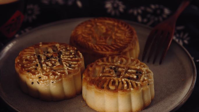 中秋节 传统月饼实拍