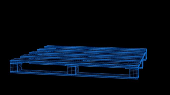 蓝色全息科技线框木托盘素材带通道
