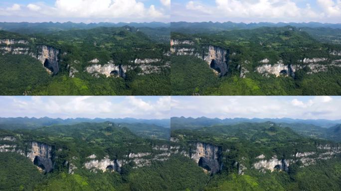 航拍湘西大山 悬崖峭壁 大气延时