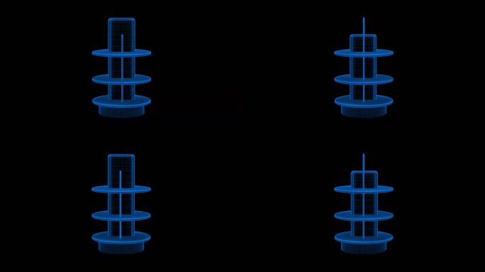 4K蓝色全息科技线框货架木架素材带通道