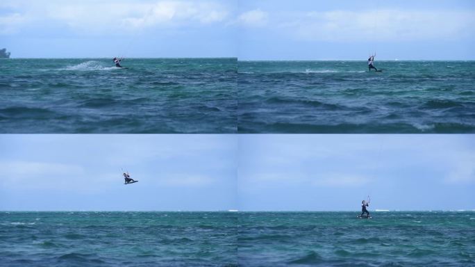 风筝冲浪运动员双向板花式表演