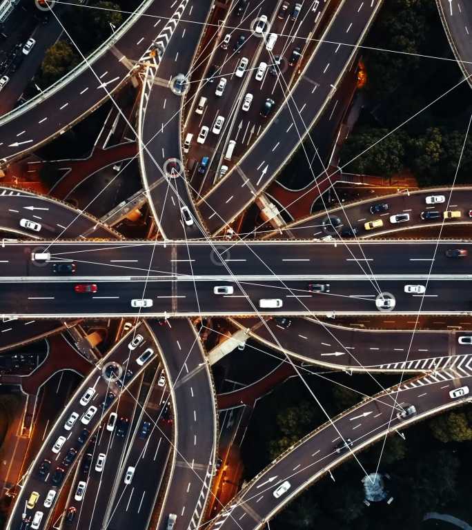 未来智能交通智慧交通科技连线立交桥车流