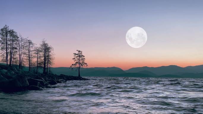 湖边月色 中秋明月