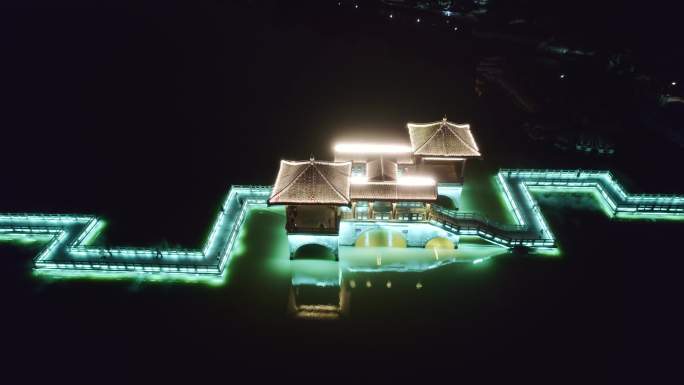 航拍广东惠州西湖夜景