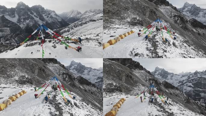 【原创】在阿妣山大本营登山队搭建经幡