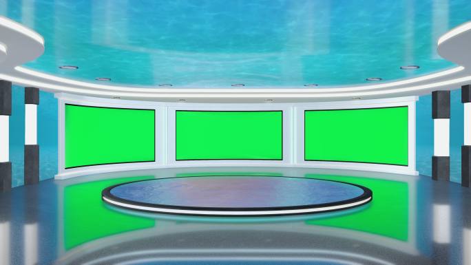 鱼缸电视演播室，虚拟场景。
