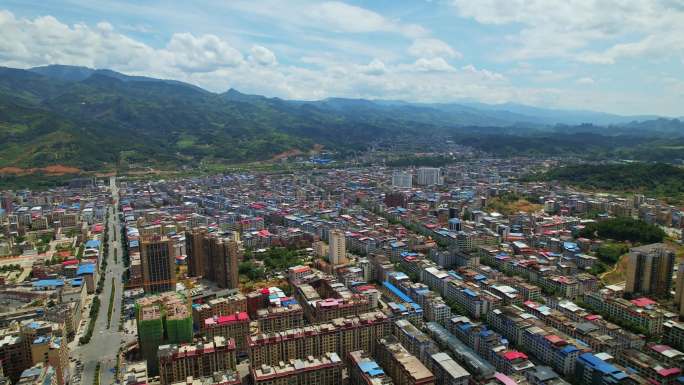 邵阳新宁县城市全景航拍