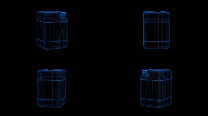 蓝色全息科技线框油桶汽油桶水桶素材带通道