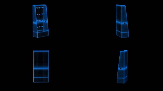 4K蓝色全息科技线框货架木架素材带通道