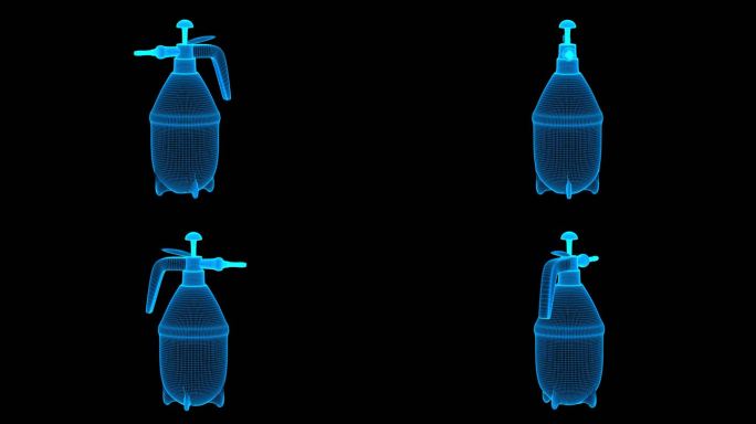 全息科技蓝色线框喷壶动画带通道