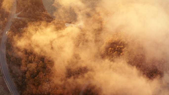 红升水库 云海 晨曦 公路