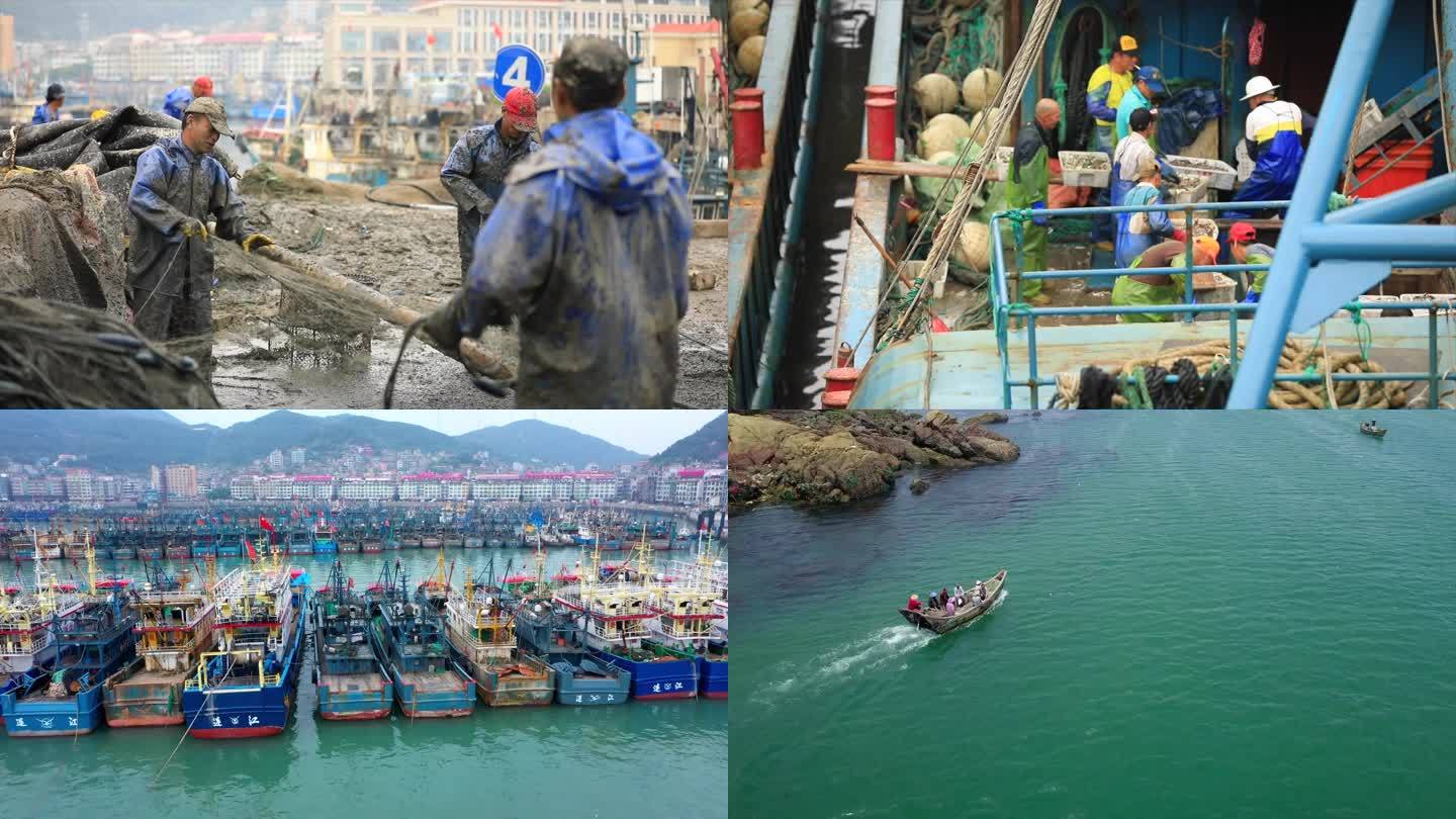 福州连江海边渔民渔船海鲜