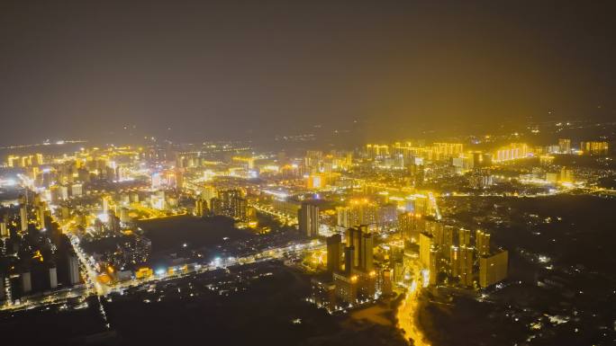 航拍铜川夜晚延时