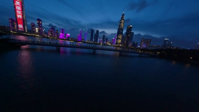 穿越机深圳大景湾夜景华润大厦