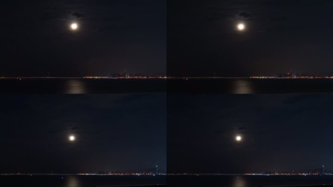 海边月色月光 海面月光 月亮 暖暖的月色
