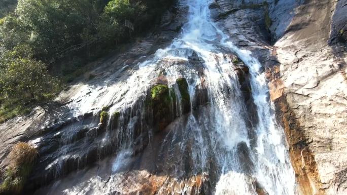 航拍高山瀑布 黄山区 九龙瀑