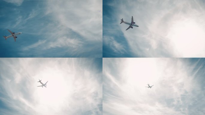 飞机在机场降落飞机飞行飞机飞过天空飞机