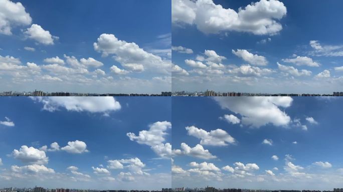 城市上空的分层云朵延时摄影片头片尾转场