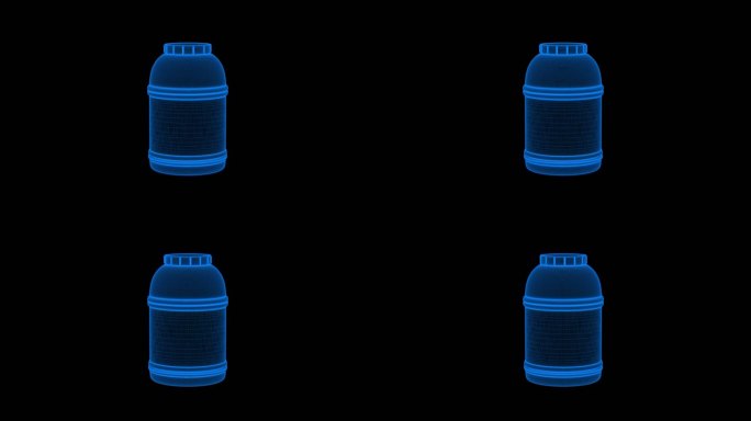 4K蓝色全息科技线框油桶汽油桶素材带通道