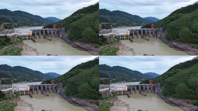 水电站鸟瞰图航拍环绕围绕