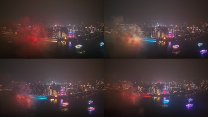 宜昌城市夜景烟花4k