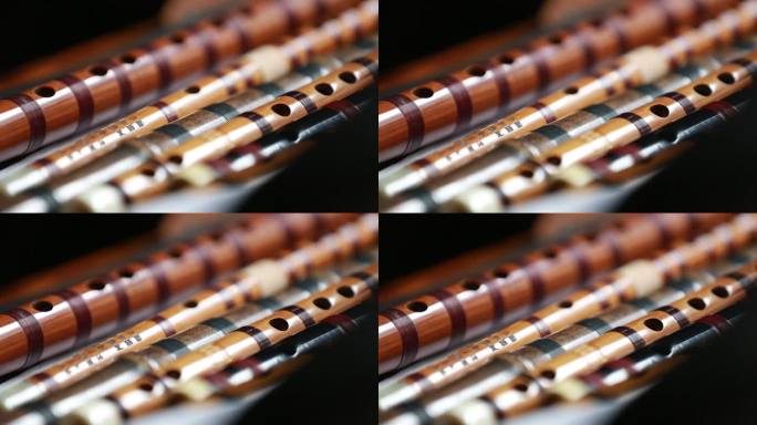 中国传统民间乐器竹笛横笛笛子笛萧特写实拍