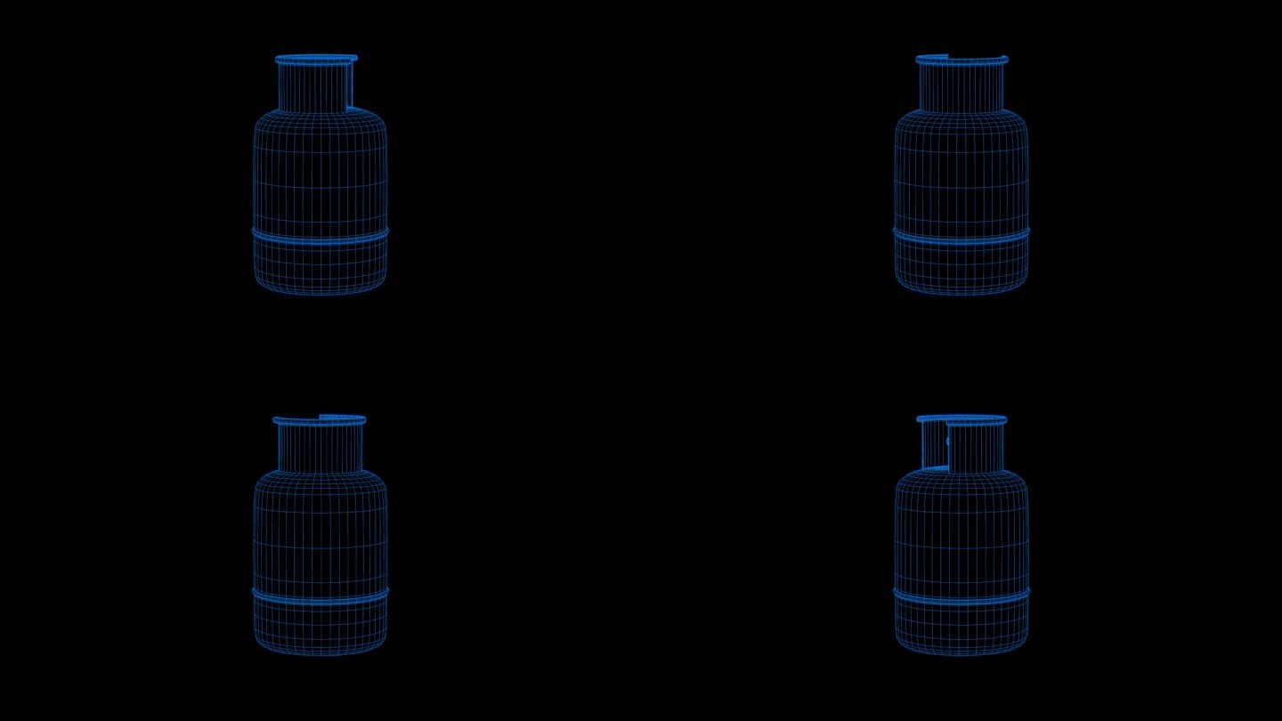蓝色全息科技线框煤气罐 燃气罐素材带通道