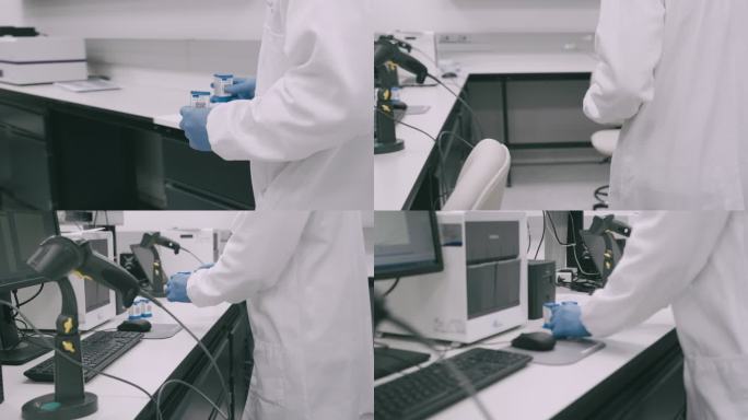 一个不知名的科学家在实验室工作时携带医学样本的4k视频片段