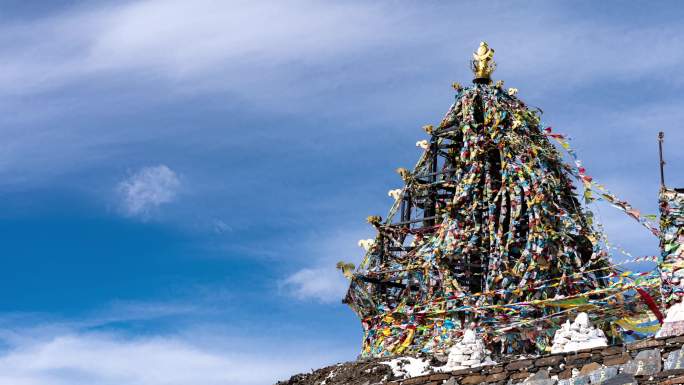 雪山折多山经幡小彩旗延时