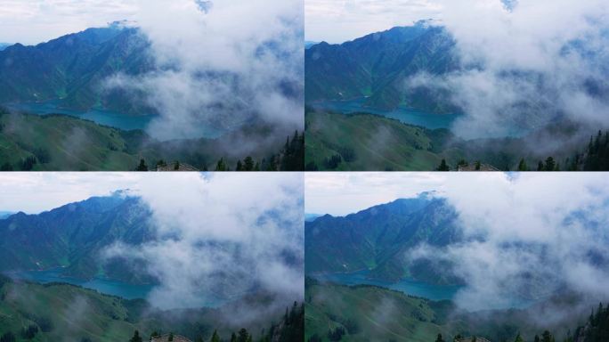 云雾缭绕的天山天池