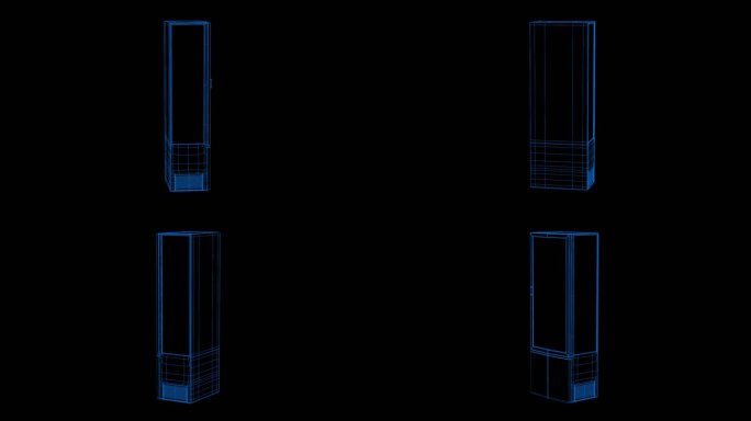 蓝色全息科技线框冰箱素材带通道