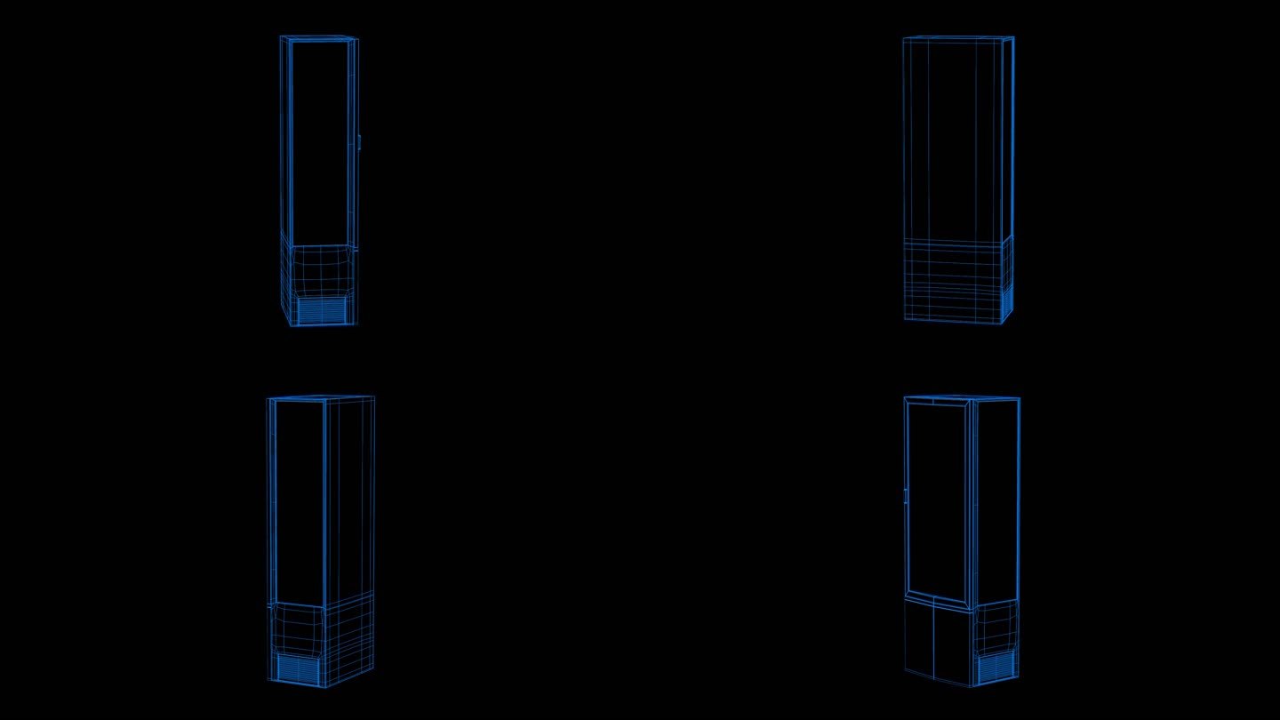 蓝色全息科技线框冰箱素材带通道