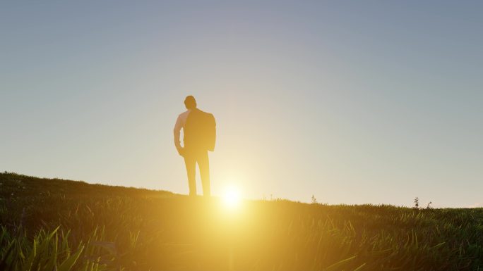 男人夕阳太阳落山