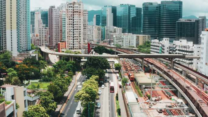 香港九龙湾区无人机视图