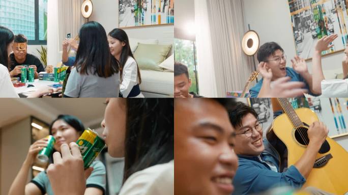 桌游年轻人朋友聚会派对吉他轰趴剧本杀节日