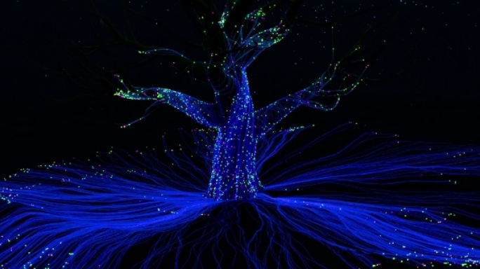 科技光线汇聚大树背景素材发布会开场