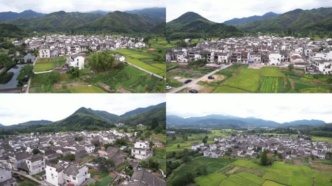 5.4k高清航拍安徽宏村镇卢村景区