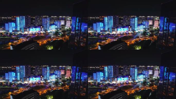8K南京六合欢乐港城市中心夜景延时