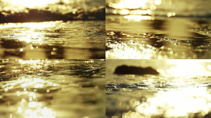 夕阳 海浪 升格拍摄 波光粼粼