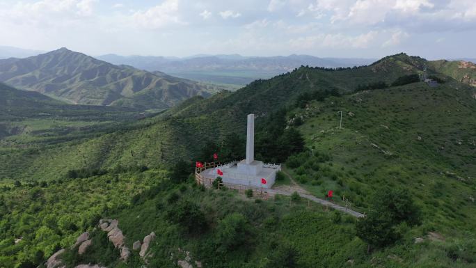 山西旅游平型关大捷纪念碑4K航拍环绕