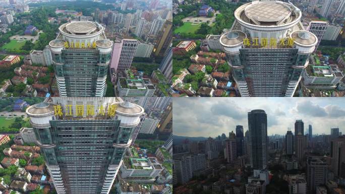 广州越秀区珠江国际大厦航拍视频素材4K
