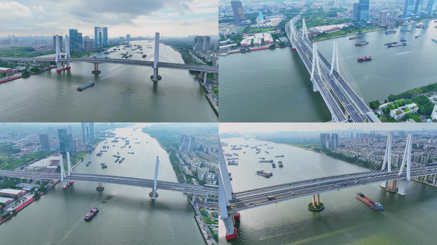 4K航拍广州洛溪大桥合集
