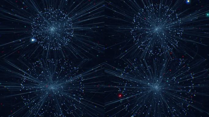 具有旋转神经元和受体的线框网络模型或大脑内部的数字动画
